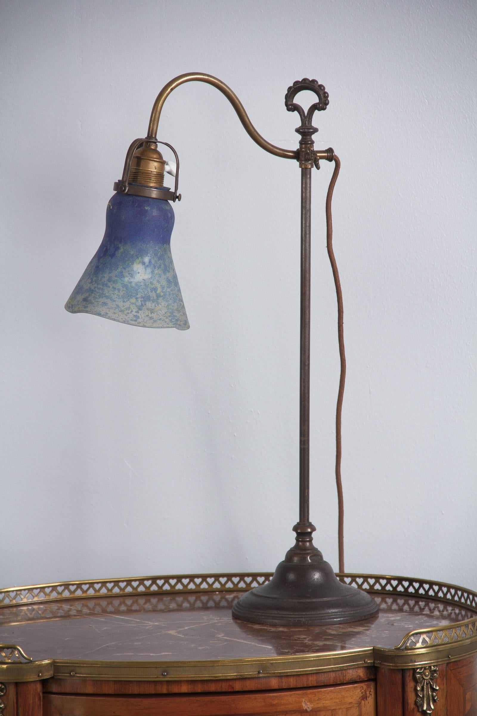 French Daum Nancy Signed Art Nouveau Glass Desk Lamp, 1900s 11