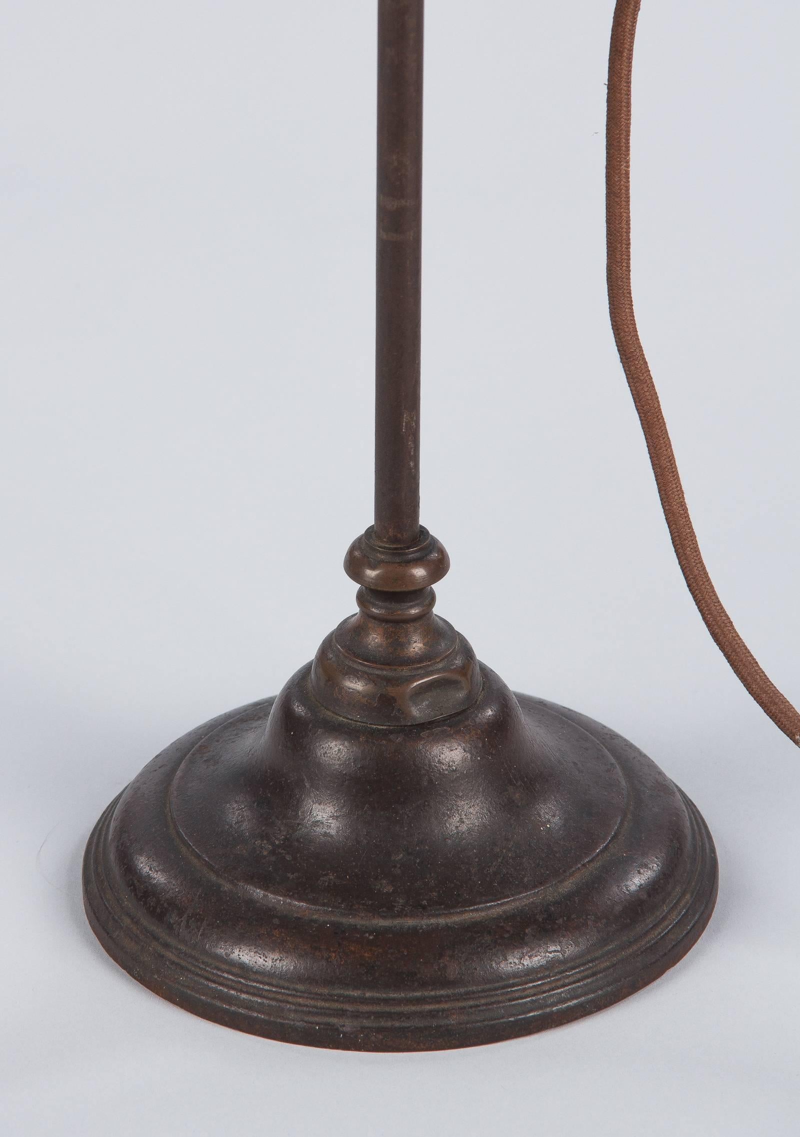 Metal French Daum Nancy Signed Art Nouveau Glass Desk Lamp, 1900s