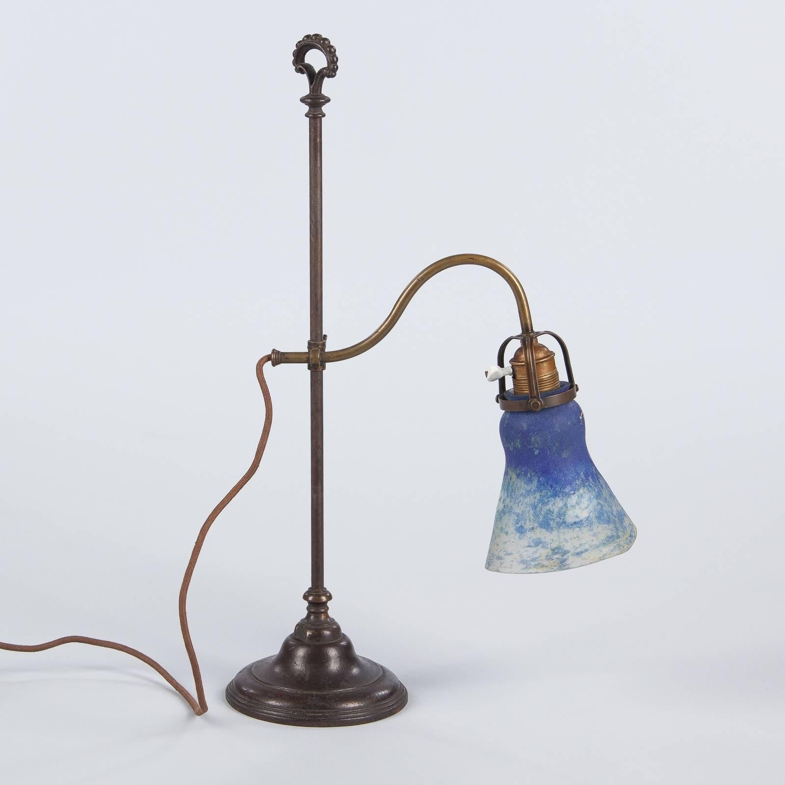 French Daum Nancy Signed Art Nouveau Glass Desk Lamp, 1900s 2