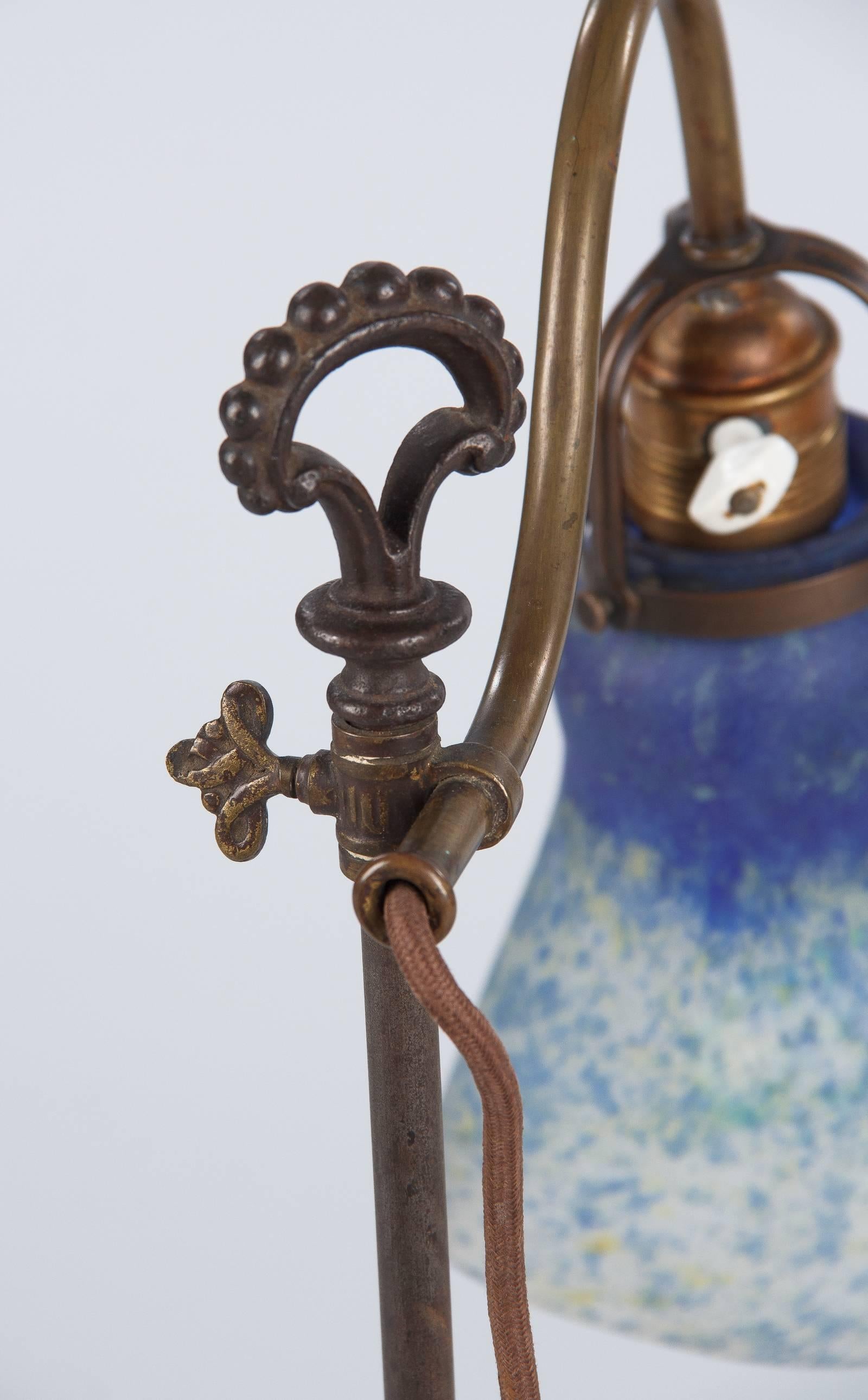 French Daum Nancy Signed Art Nouveau Glass Desk Lamp, 1900s 3