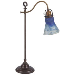 Antique French Daum Nancy Signed Art Nouveau Glass Desk Lamp, 1900s