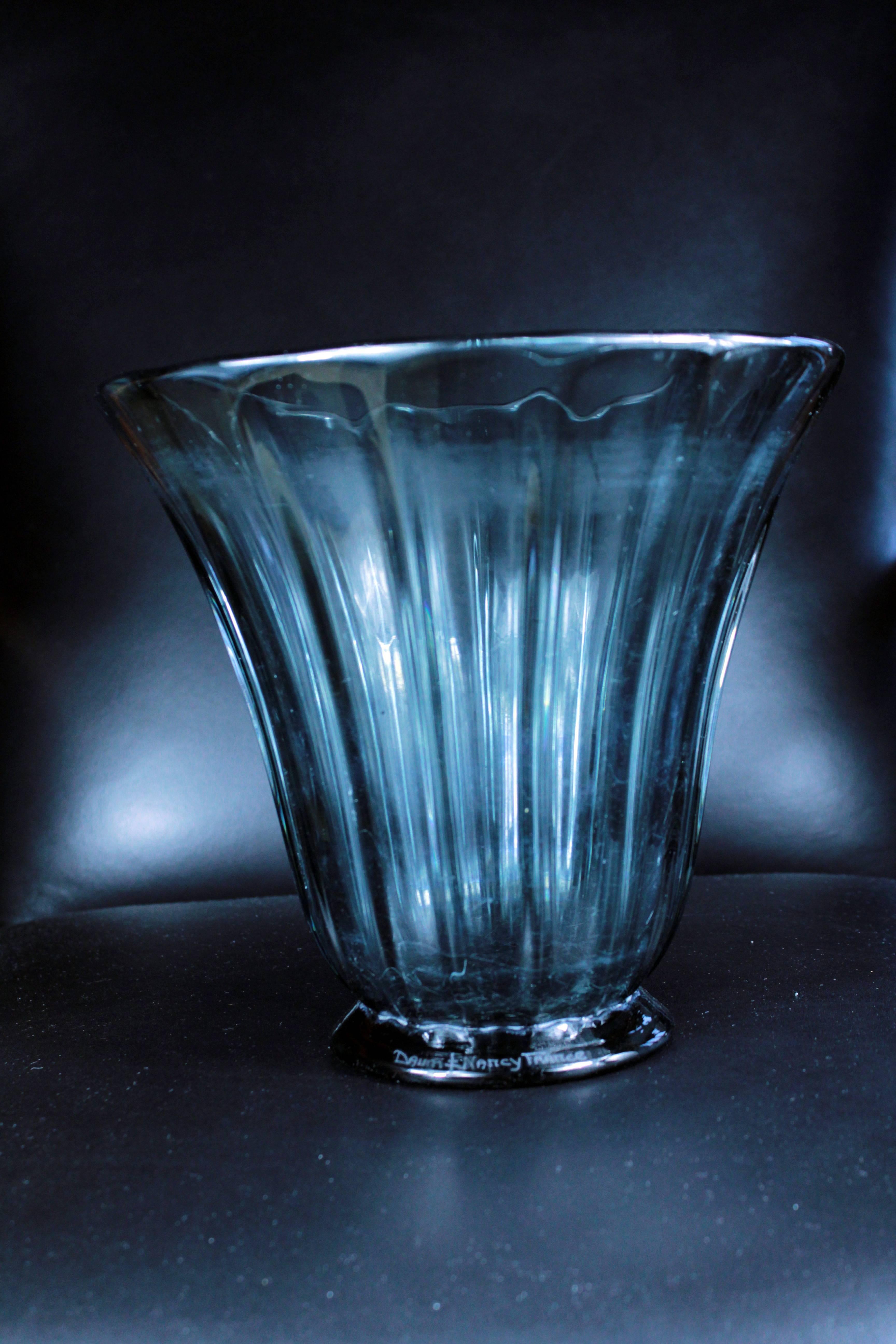 French Daum Nancy Smoked Glass Vase Art Deco, 1930s For Sale 2