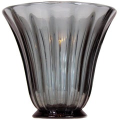 French Daum Nancy Smoked Glass Vase Art Deco, 1930s