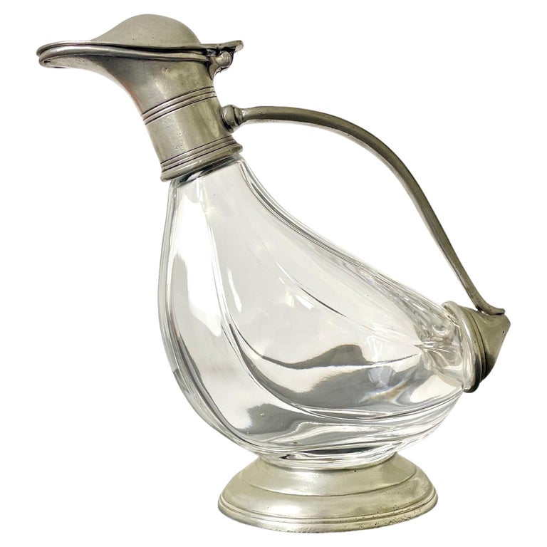 Baccarat - Lagriffoul & Laval - Carafes En Cristal Et Argent Massif Martele Art Deco 90241p