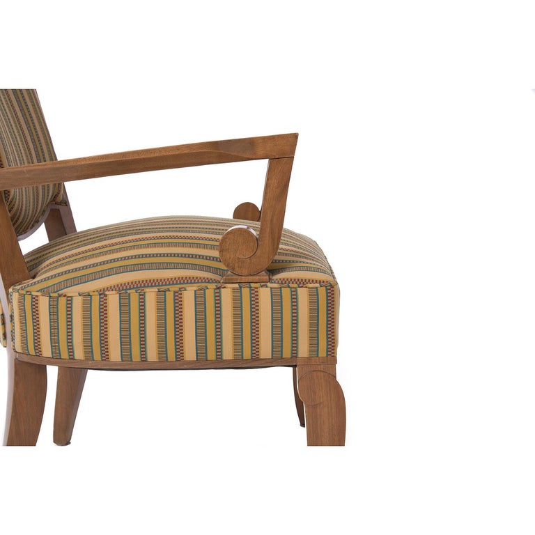 French Deco Armchair in Cuban Mahogany by Jules Leleu For Sale 2