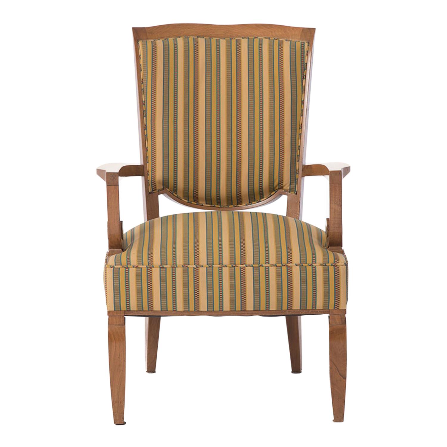 French Deco Armchair in Cuban Mahogany by Jules Leleu For Sale