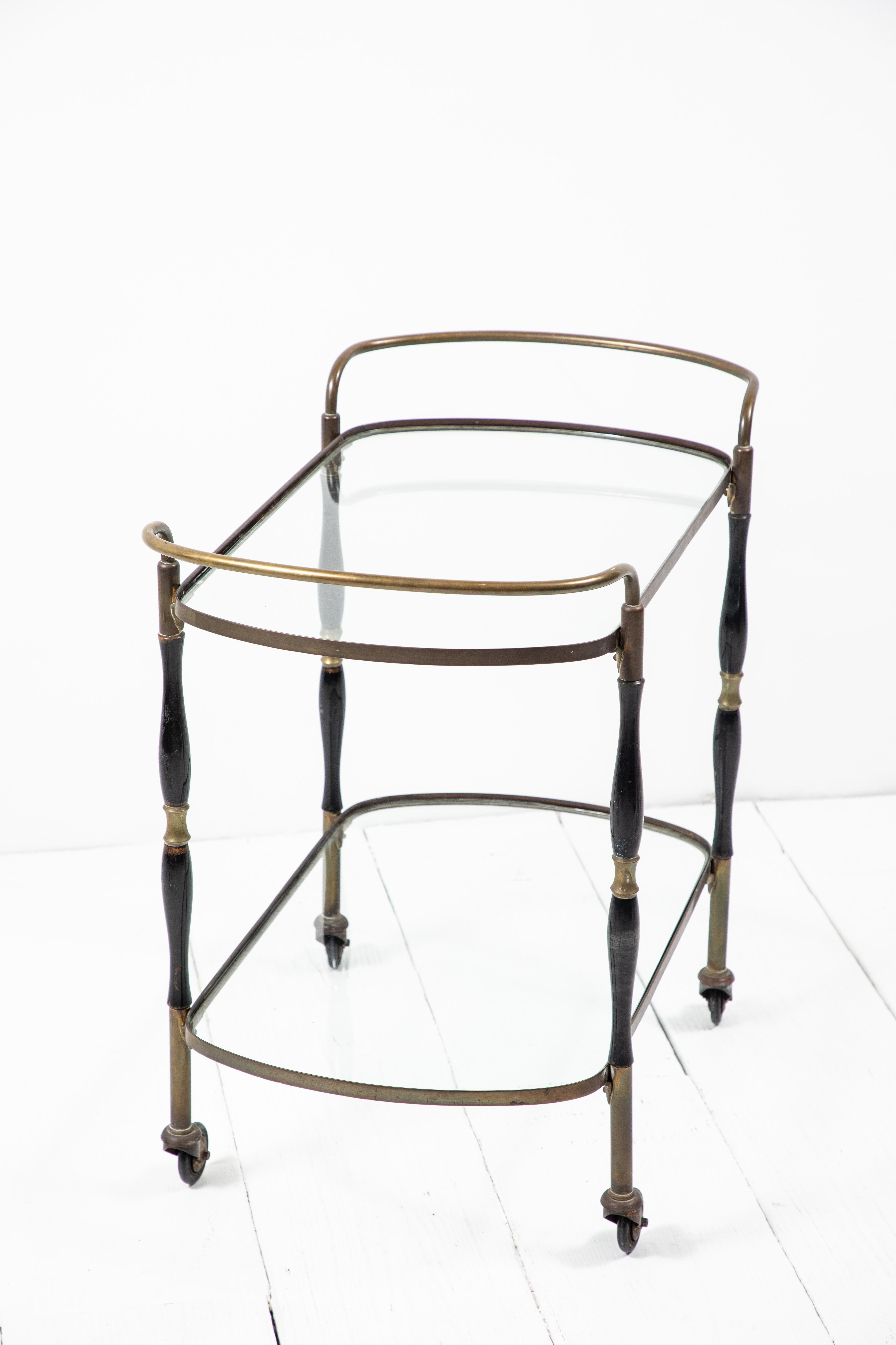 French Deco Black and Brass Bar Cart 6