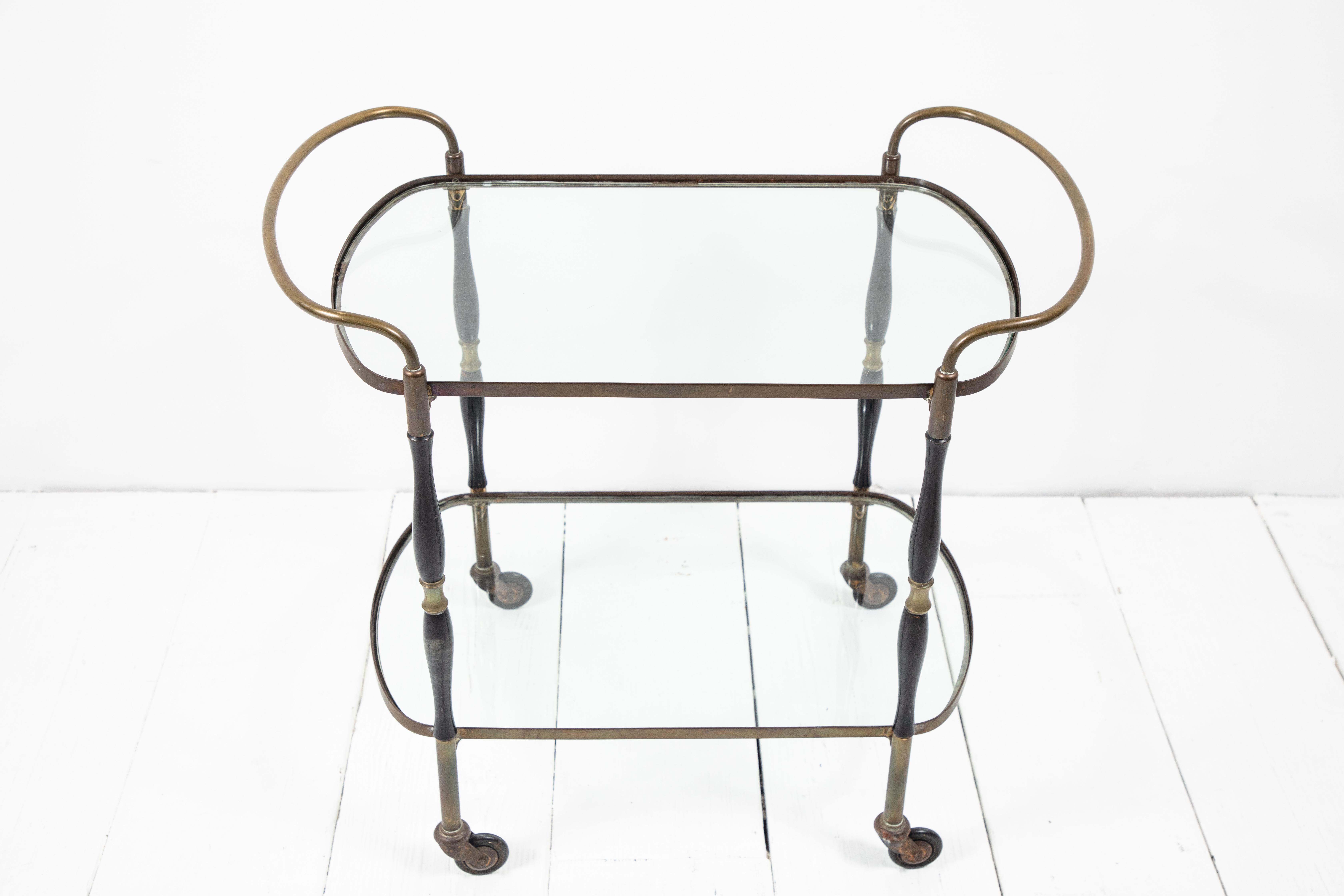 French Deco Black and Brass Bar Cart 1