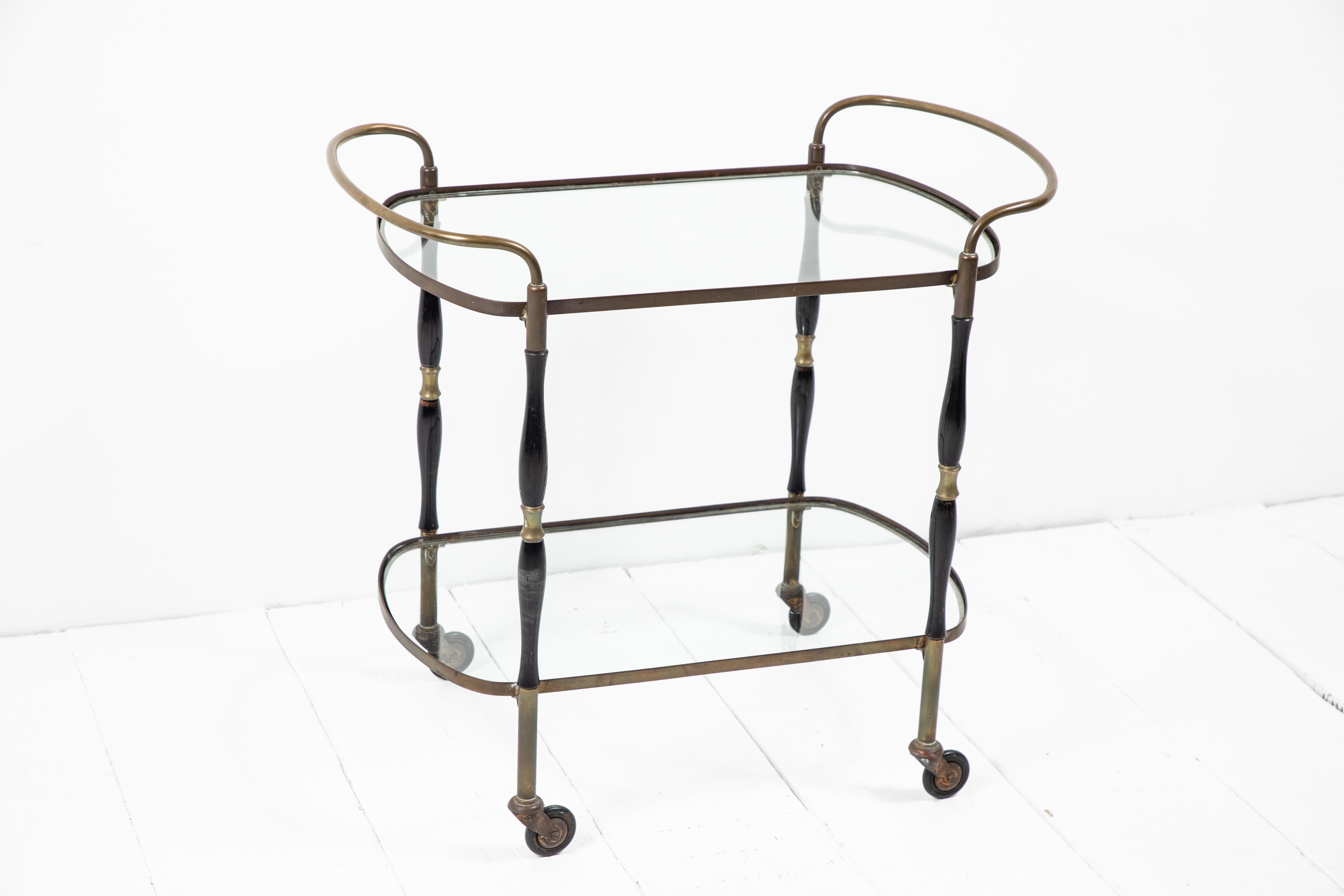 French Deco Black and Brass Bar Cart 5