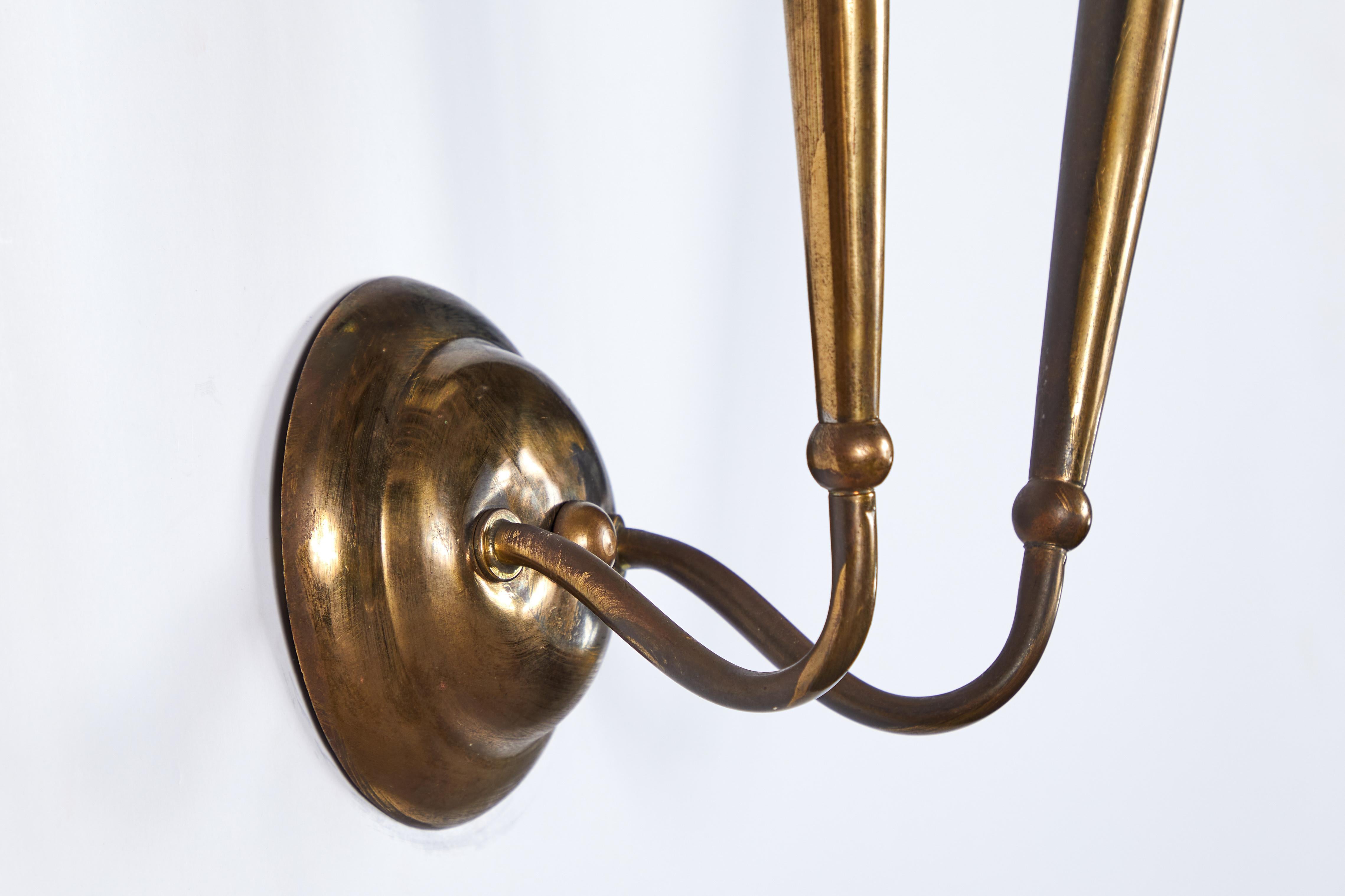 French Deco Brass Two-Arm Sconce In Good Condition In Los Angeles, CA