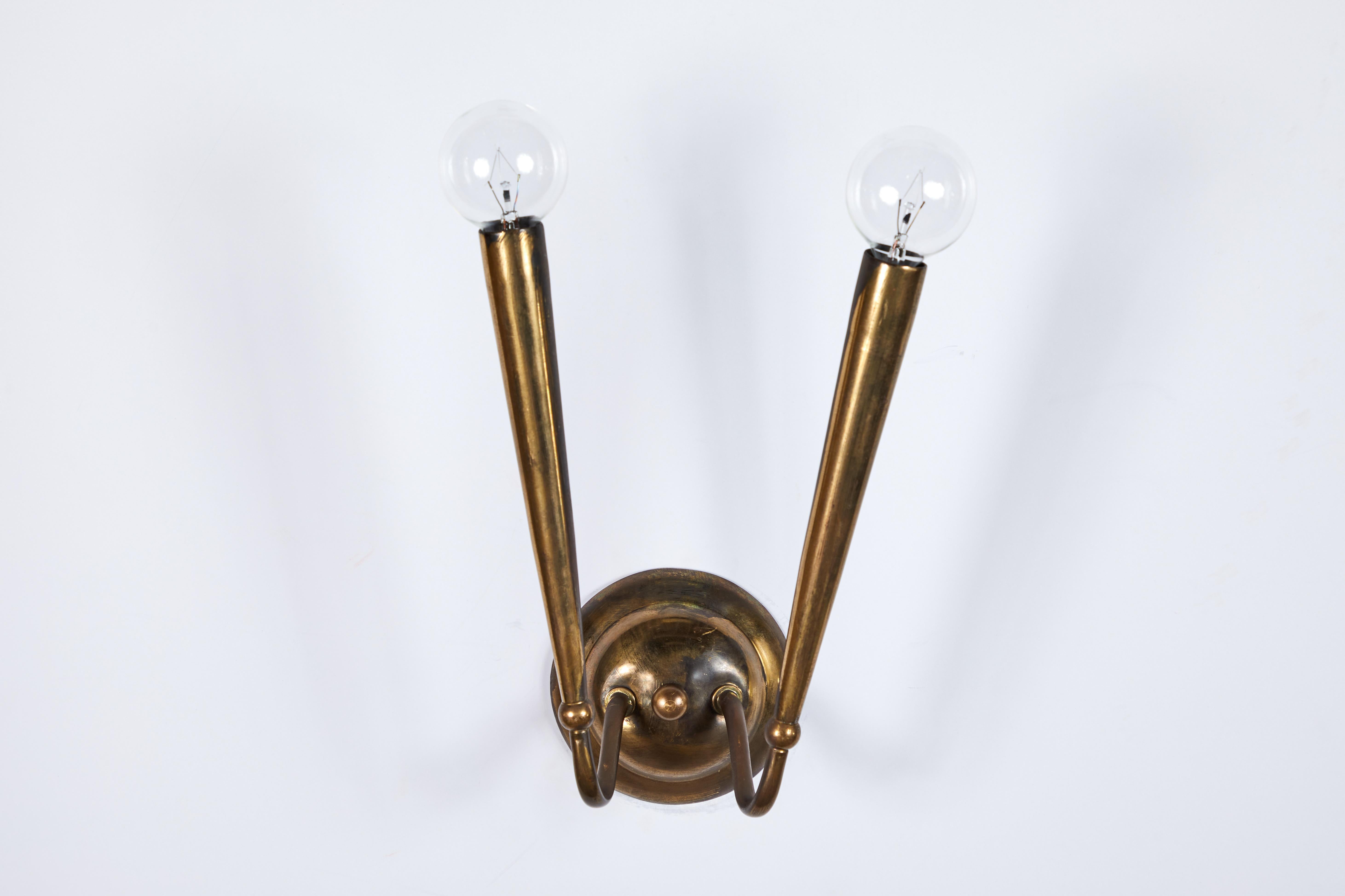 French Deco Brass Two-Arm Sconce 1