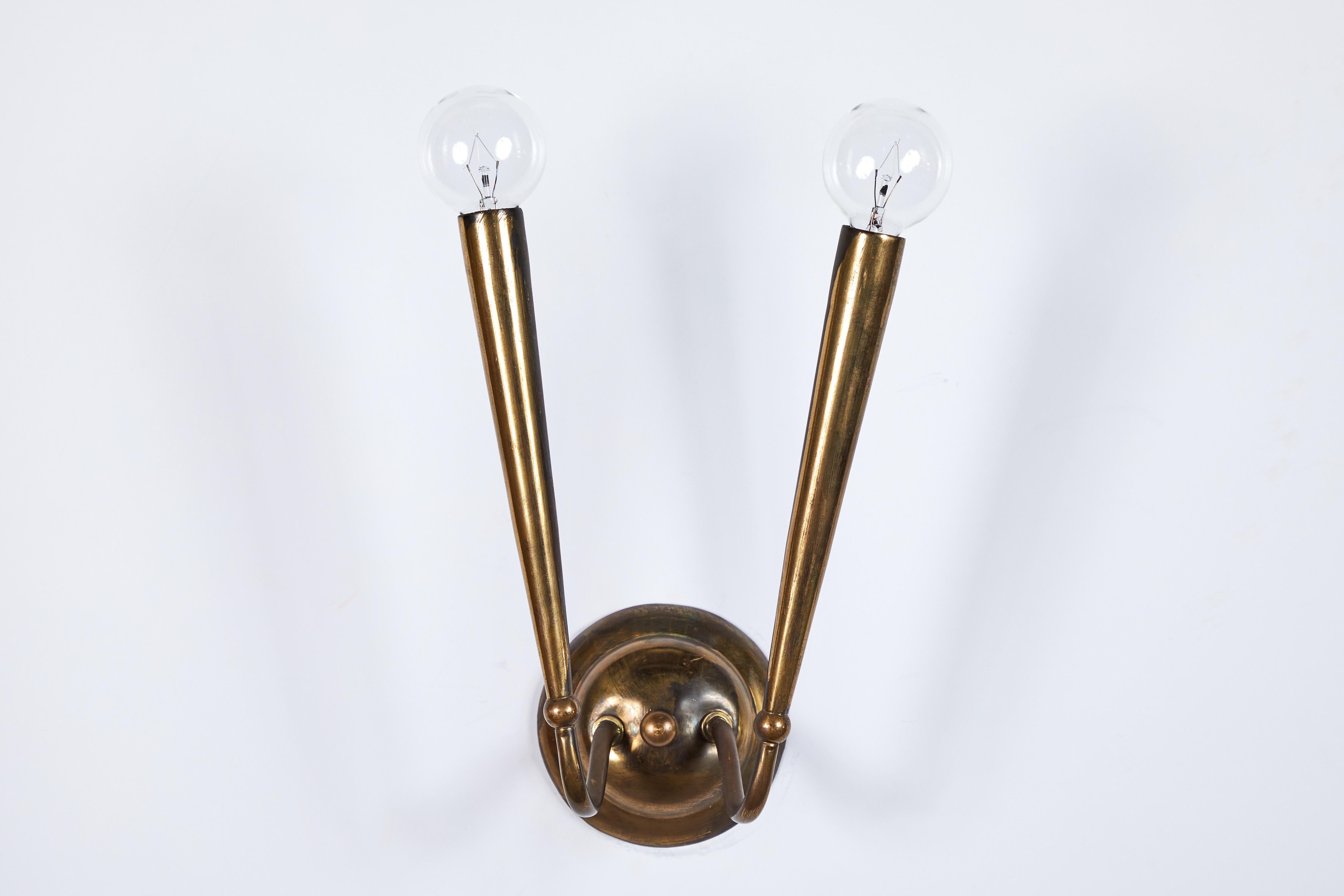 French Deco Brass Two-Arm Sconce 2