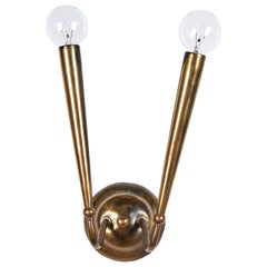 French Deco Brass Two-Arm Sconce
