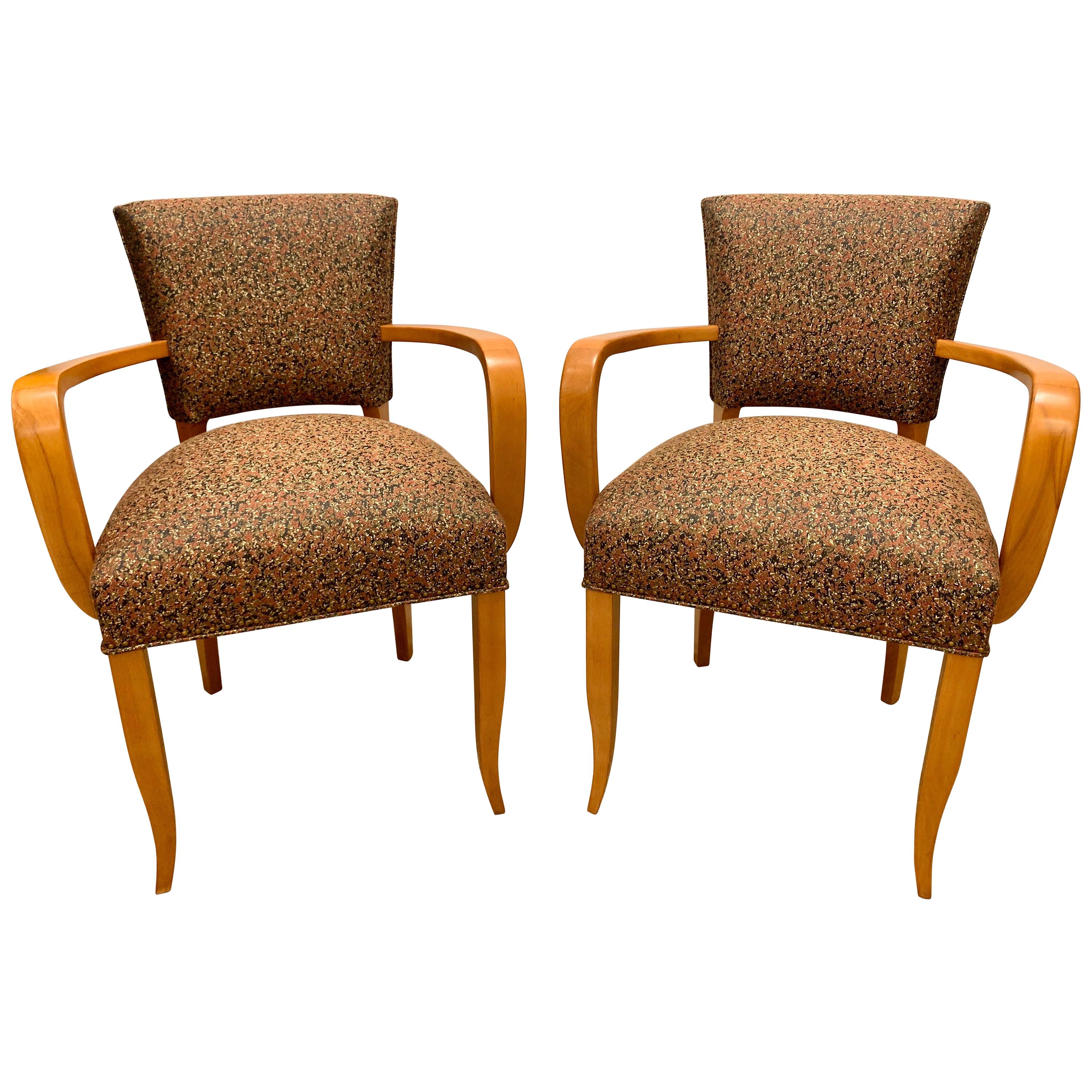 French Deco Bridge/ Side-Chairs with Arms, Pair For Sale at 1stDibs