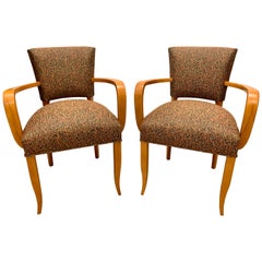 Used French Deco Bridge/ Side-Chairs with Arms, Pair