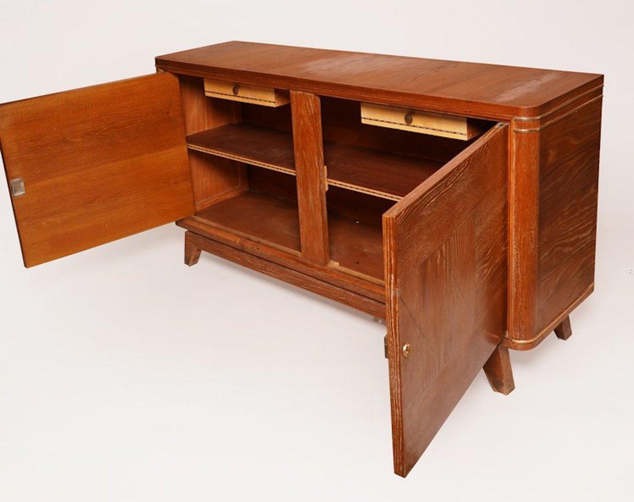 French Deco Cerused Oak Sideboard in the Style of Jean-Charles Moreux In Good Condition For Sale In Long Island City, NY