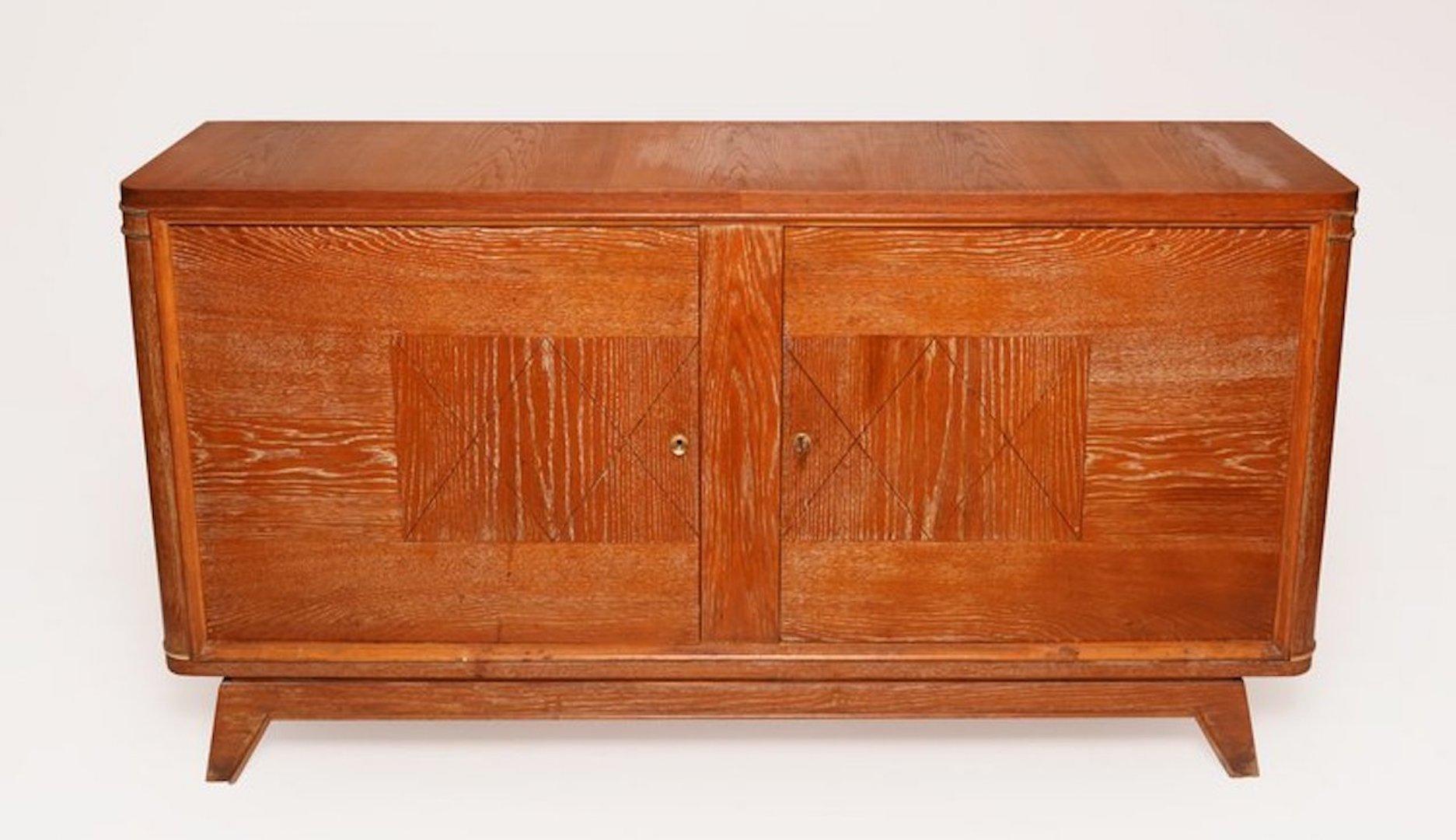 20th Century French Deco Cerused Oak Sideboard in the Style of Jean-Charles Moreux For Sale