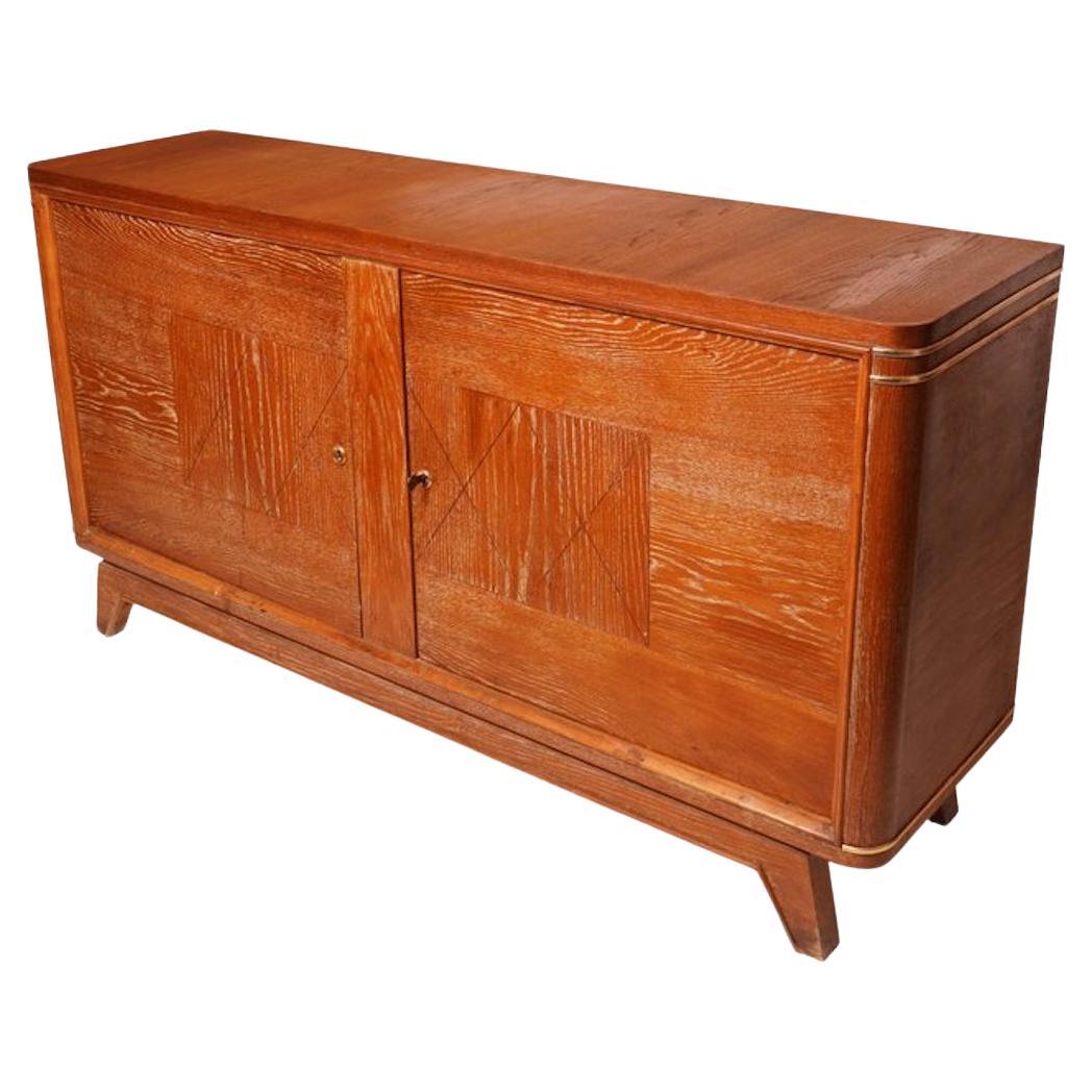 French Deco Cerused Oak Sideboard in the Style of Jean-Charles Moreux For Sale