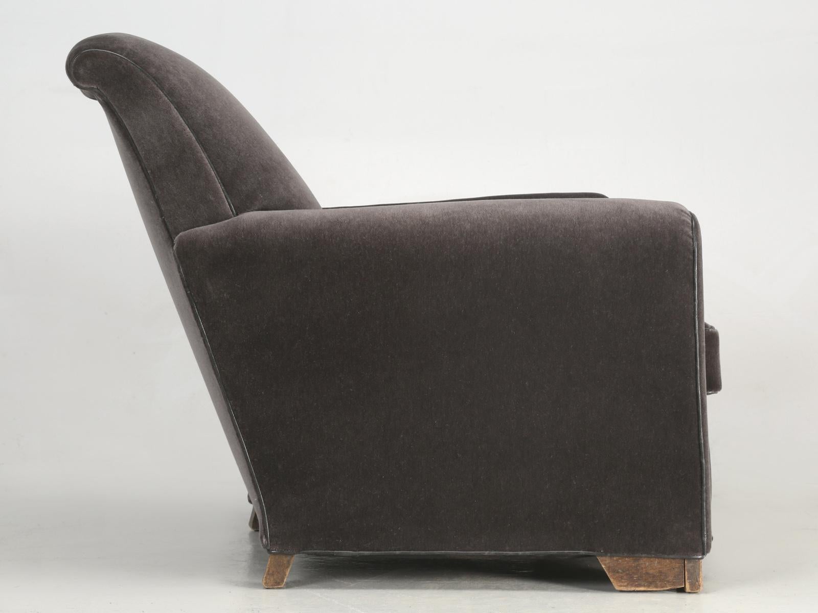 Fauteuil club Art déco français vintage restauré à partir d'un magnifique cadre en mohair en vente 3