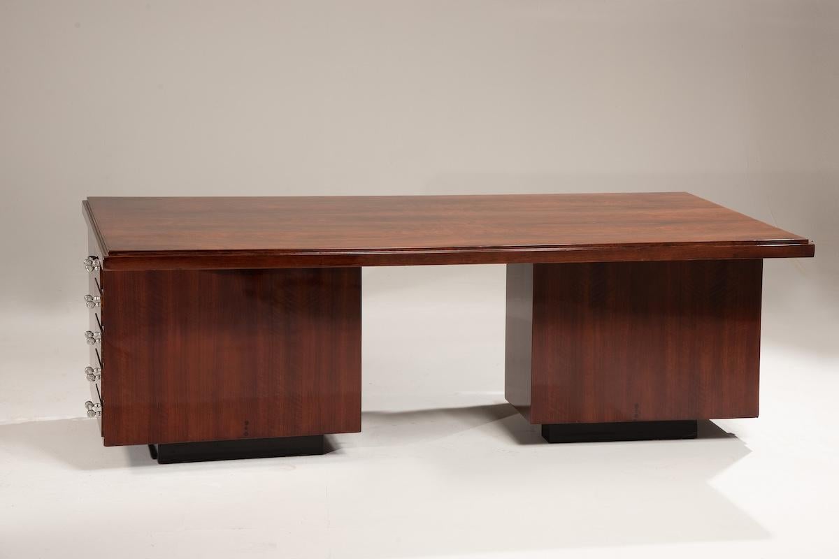 French Deco Desk with Glass Knobs For Sale 5