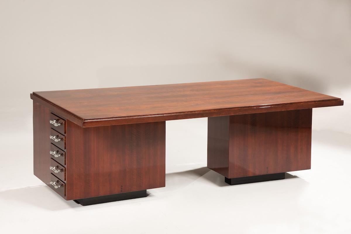 French Deco Desk with Glass Knobs For Sale 7