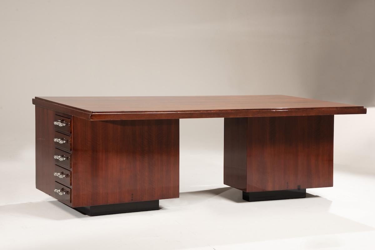 French Deco Desk with Glass Knobs For Sale 8
