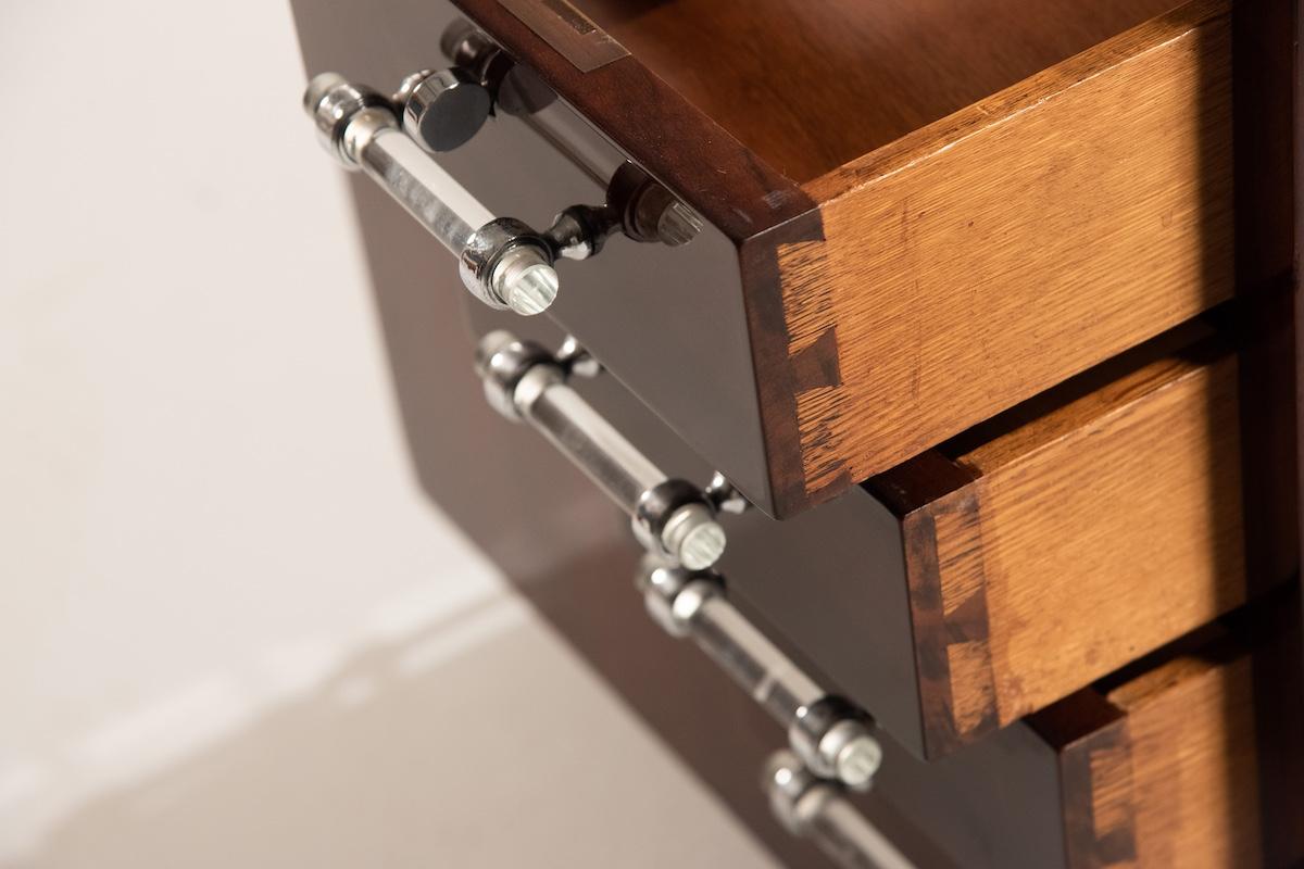 Mid-20th Century French Deco Desk with Glass Knobs For Sale