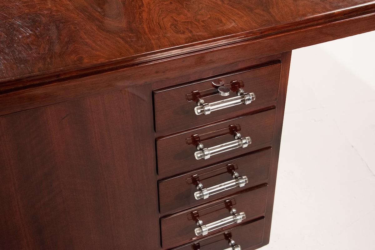 French Deco Desk with Glass Knobs For Sale 1