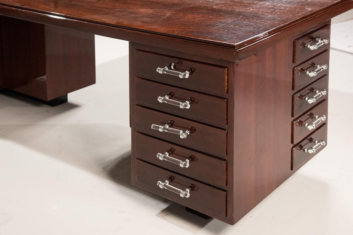 French Deco Desk with Glass Knobs For Sale 2