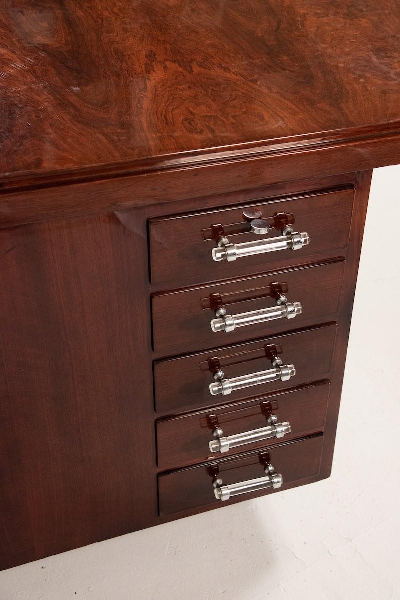 French Deco Desk with Glass Knobs For Sale 3