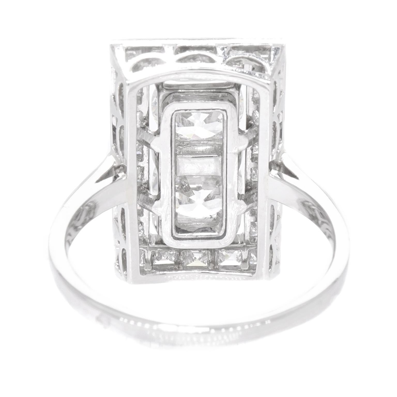 French Deco Diamond Platinum Ring 4
