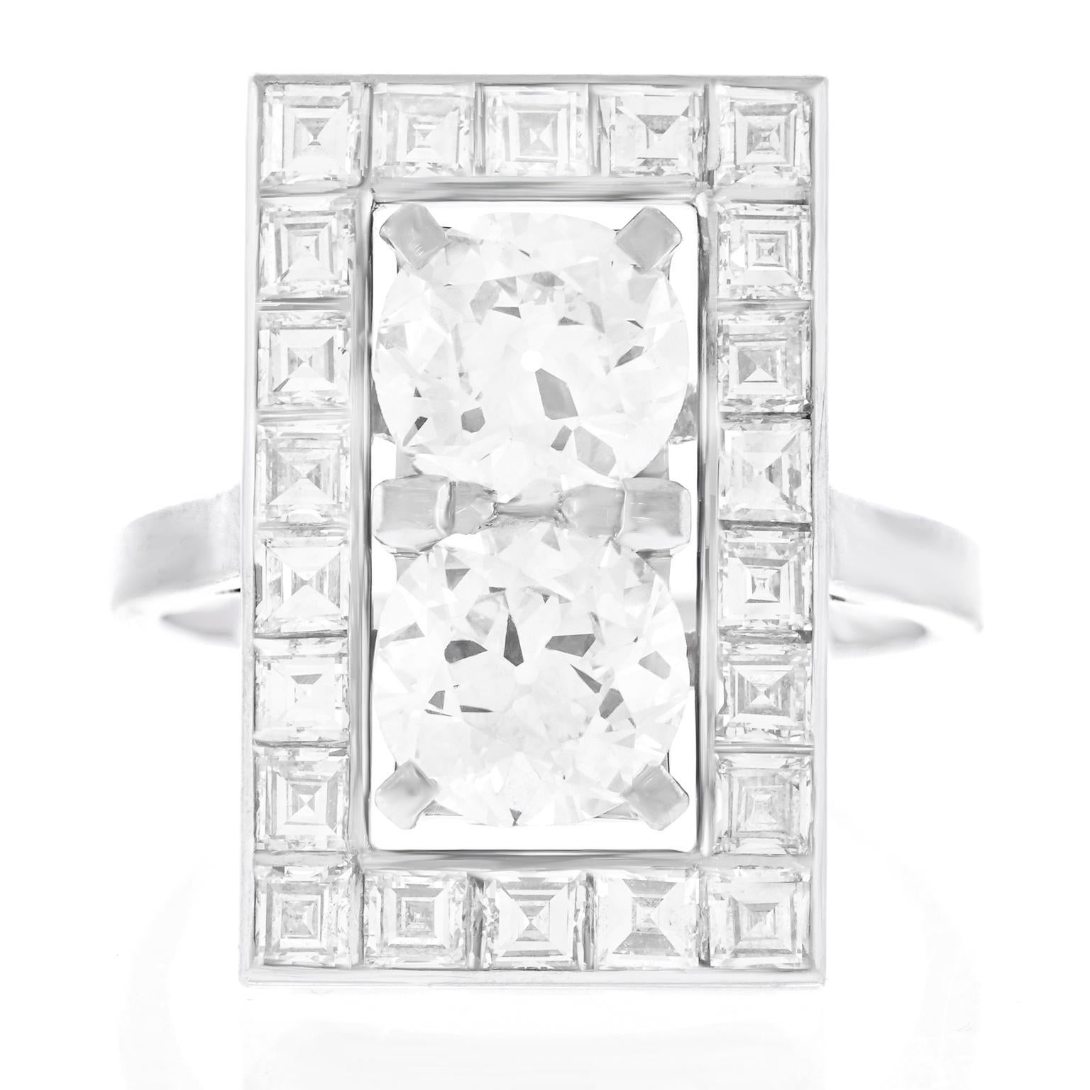 Art Deco French Deco Diamond Platinum Ring