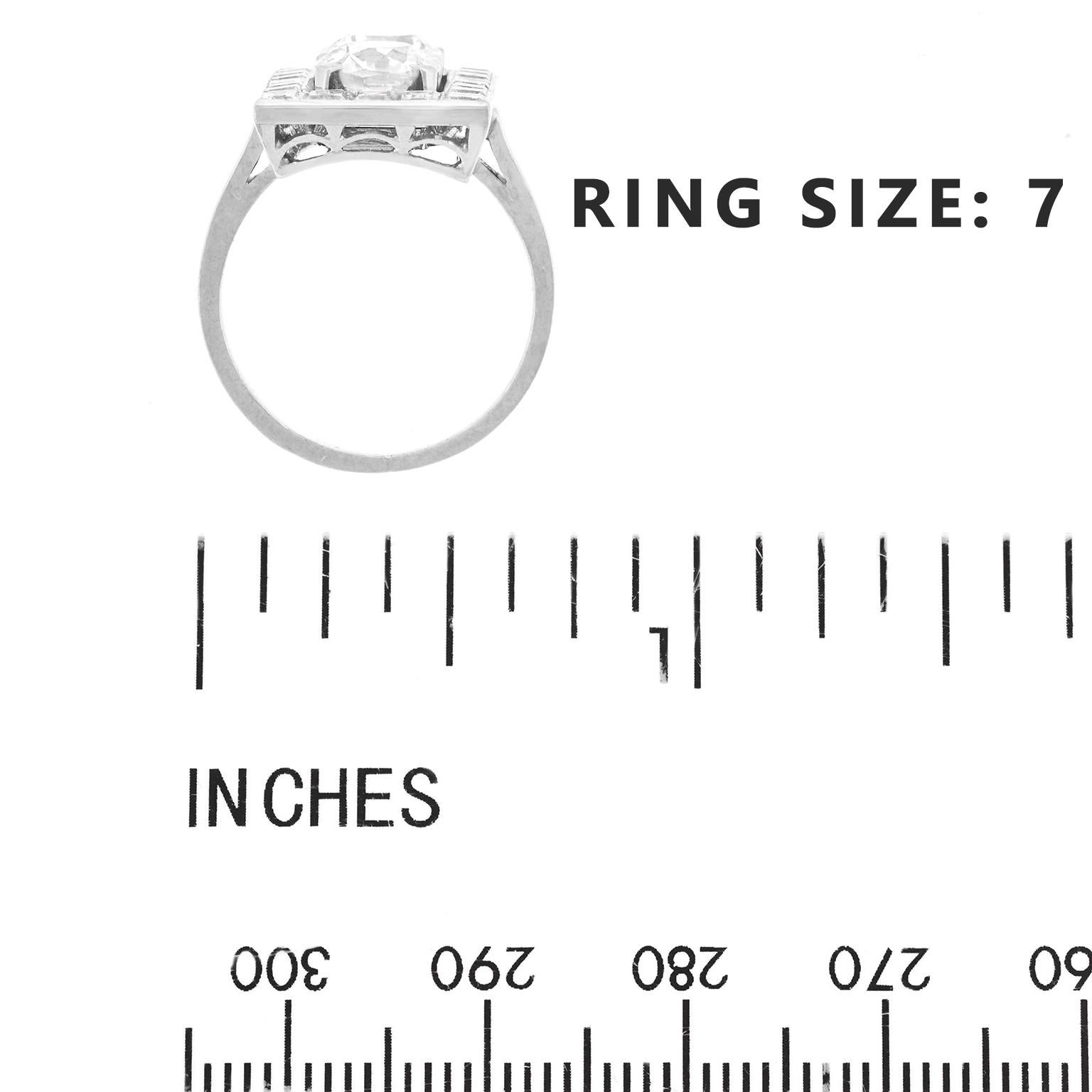 French Deco Diamond Platinum Ring 1