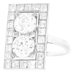 French Deco Diamond Platinum Ring