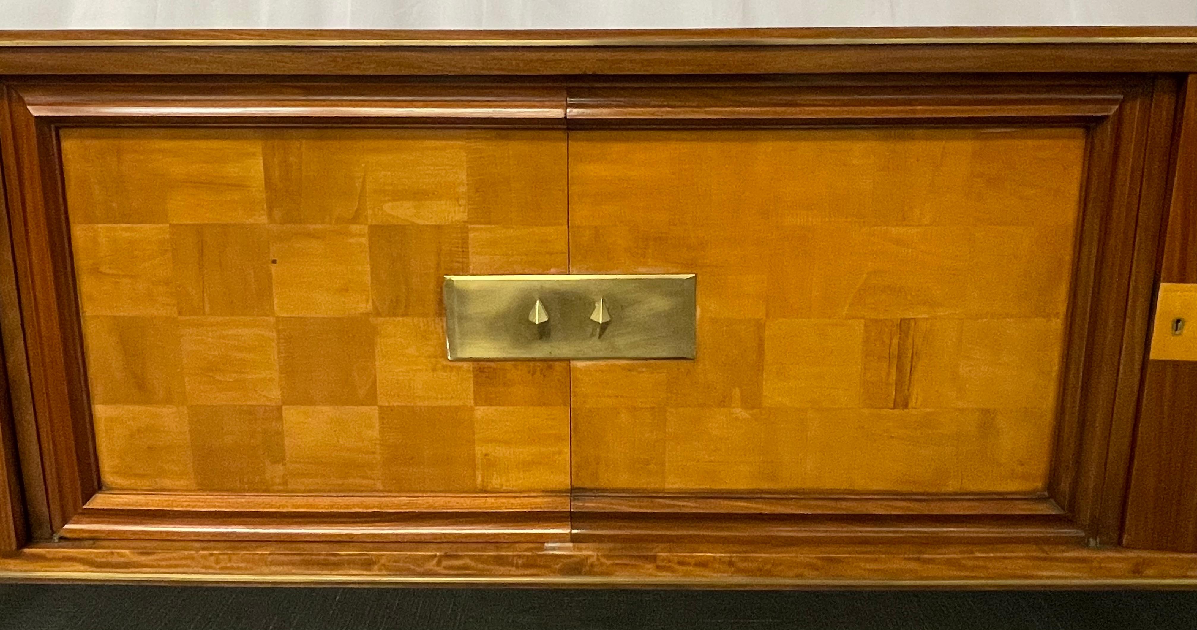French Deco Macassar and Walnut Sideboard or Credenza, France, 1930s 1