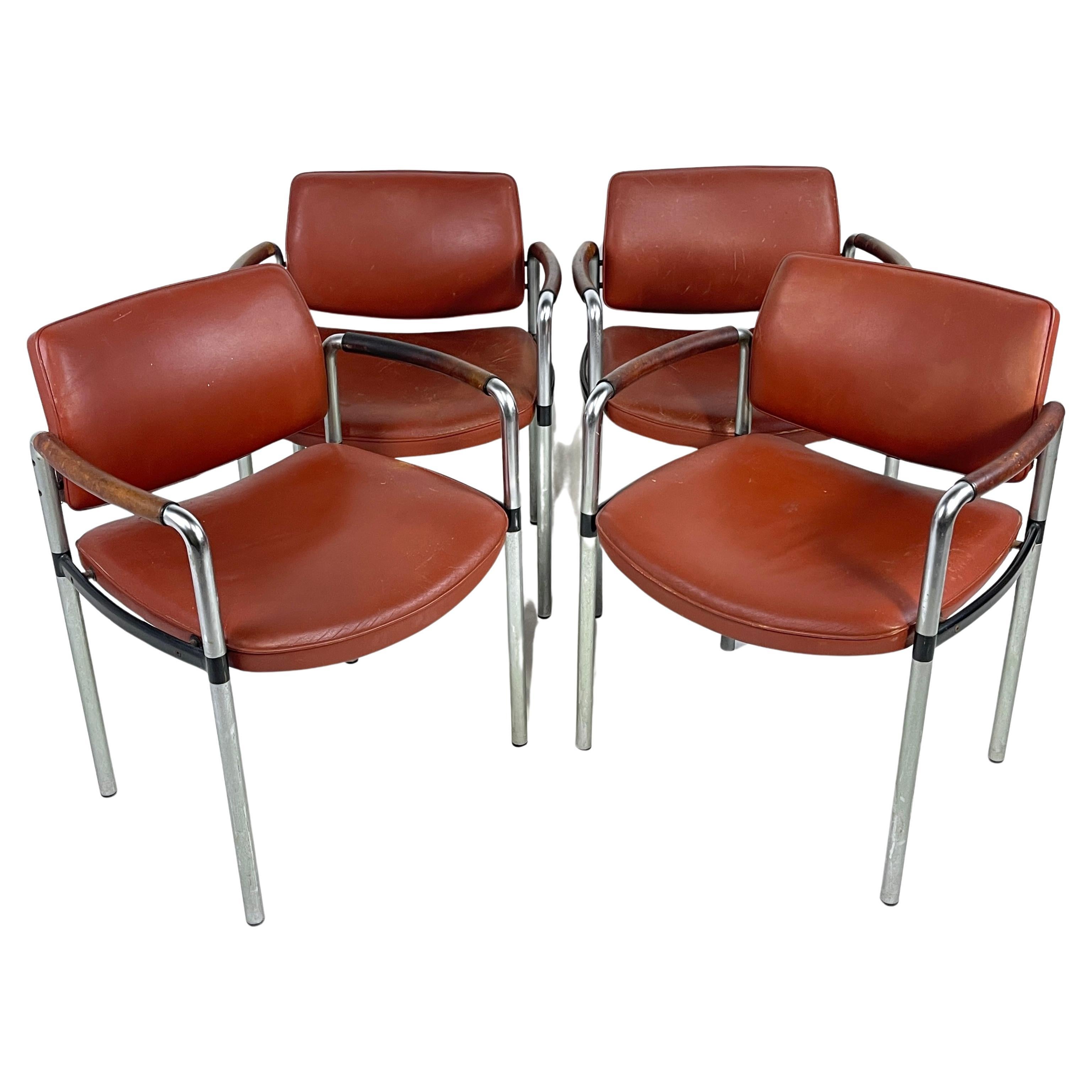 Sillones Modernistas Deco Franceses de Cuero y Acero Steel Age 4 disponibles