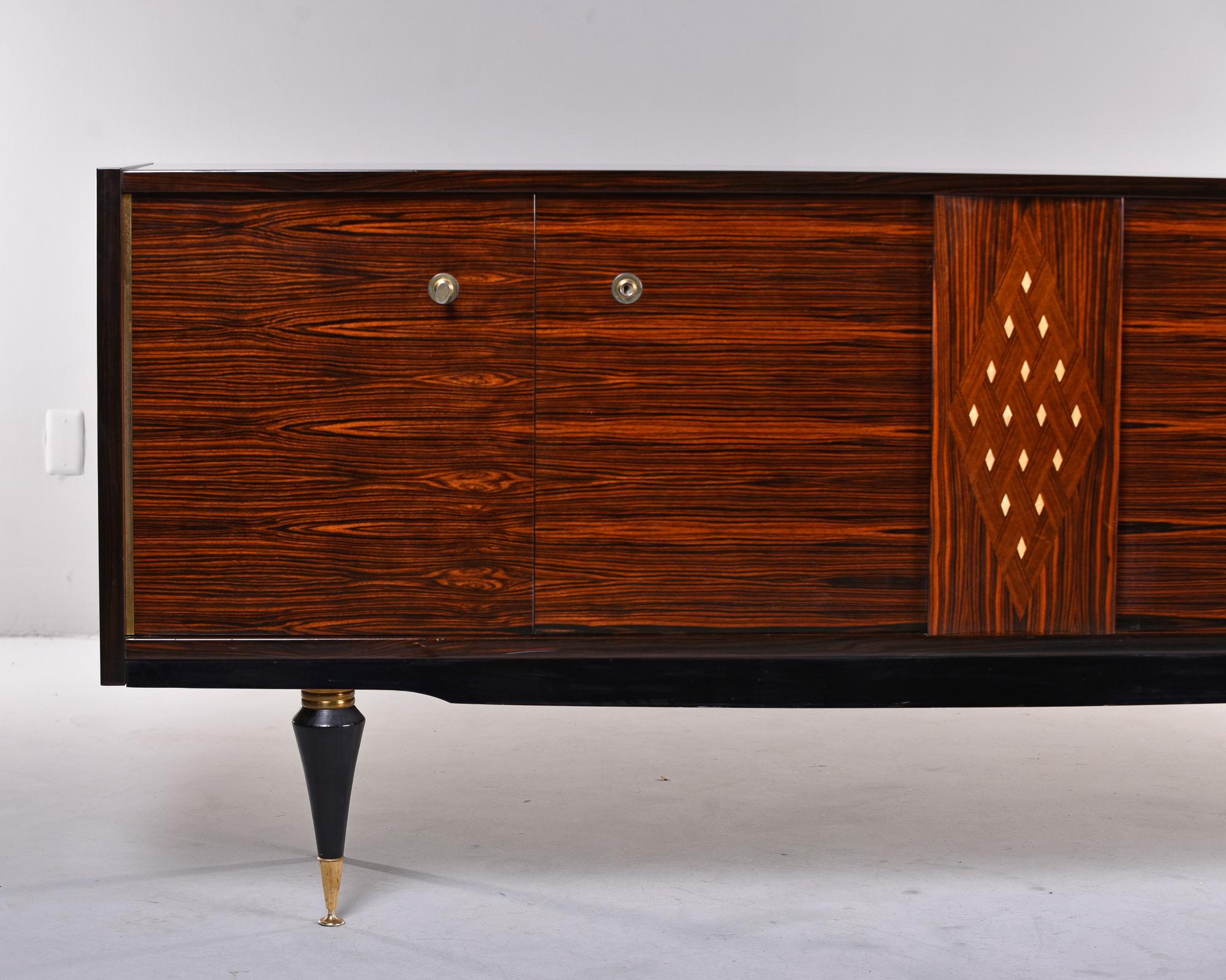 Art Deco French Deco Modernist Macassar Buffet or Credenza with Diamond Pattern Inlay
