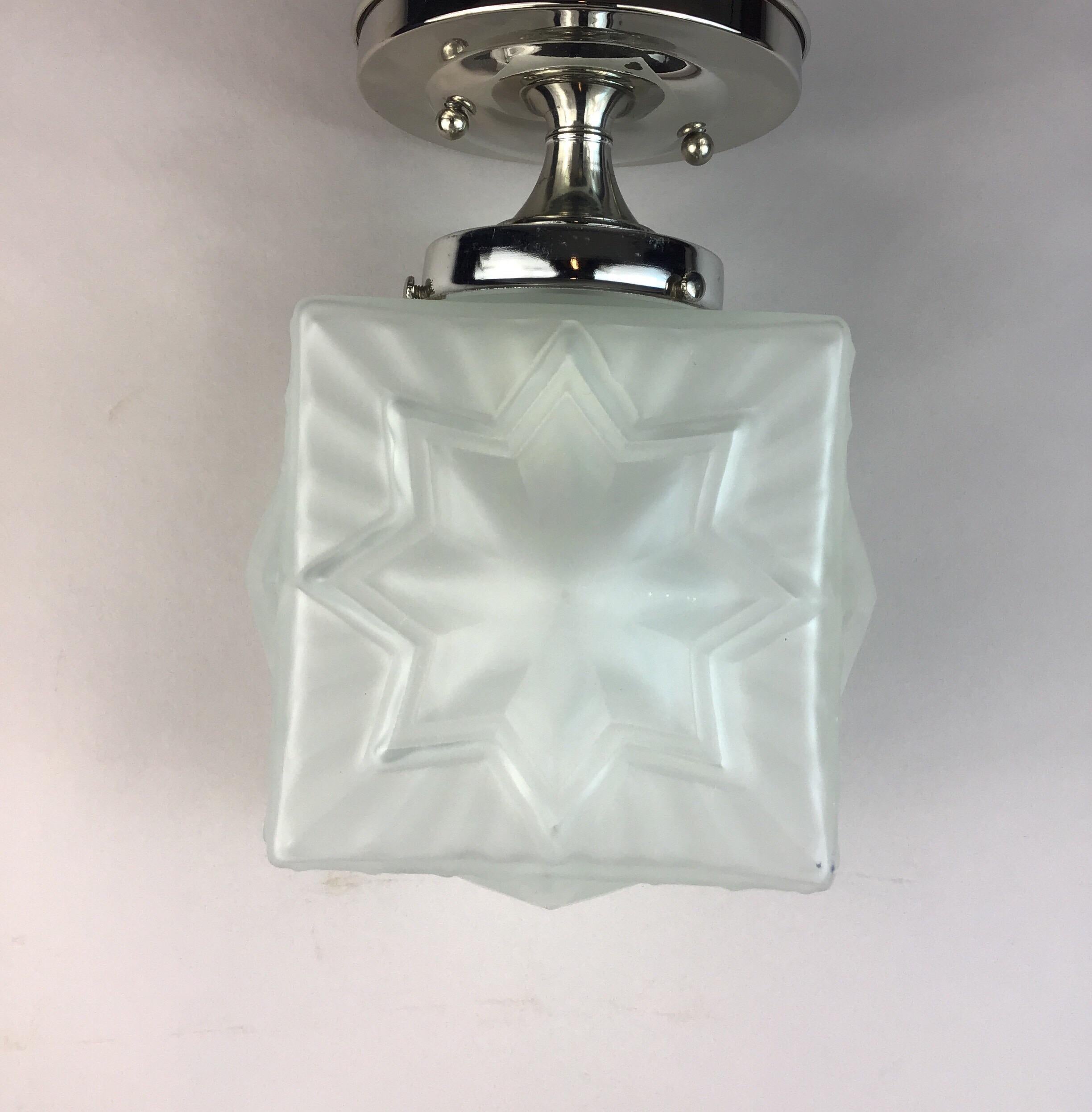 French Deco Nautical Star Flushmount(3available) In Good Condition In Douglas Manor, NY