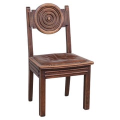 French Deco Oak Dining Chairs in Manner of Dudouyt '6'