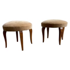 French Deco Ottomans/Stools in Mohair