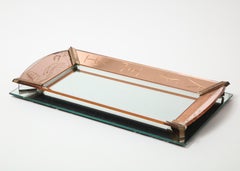 French Deco Peach Mirror Vanity Tray