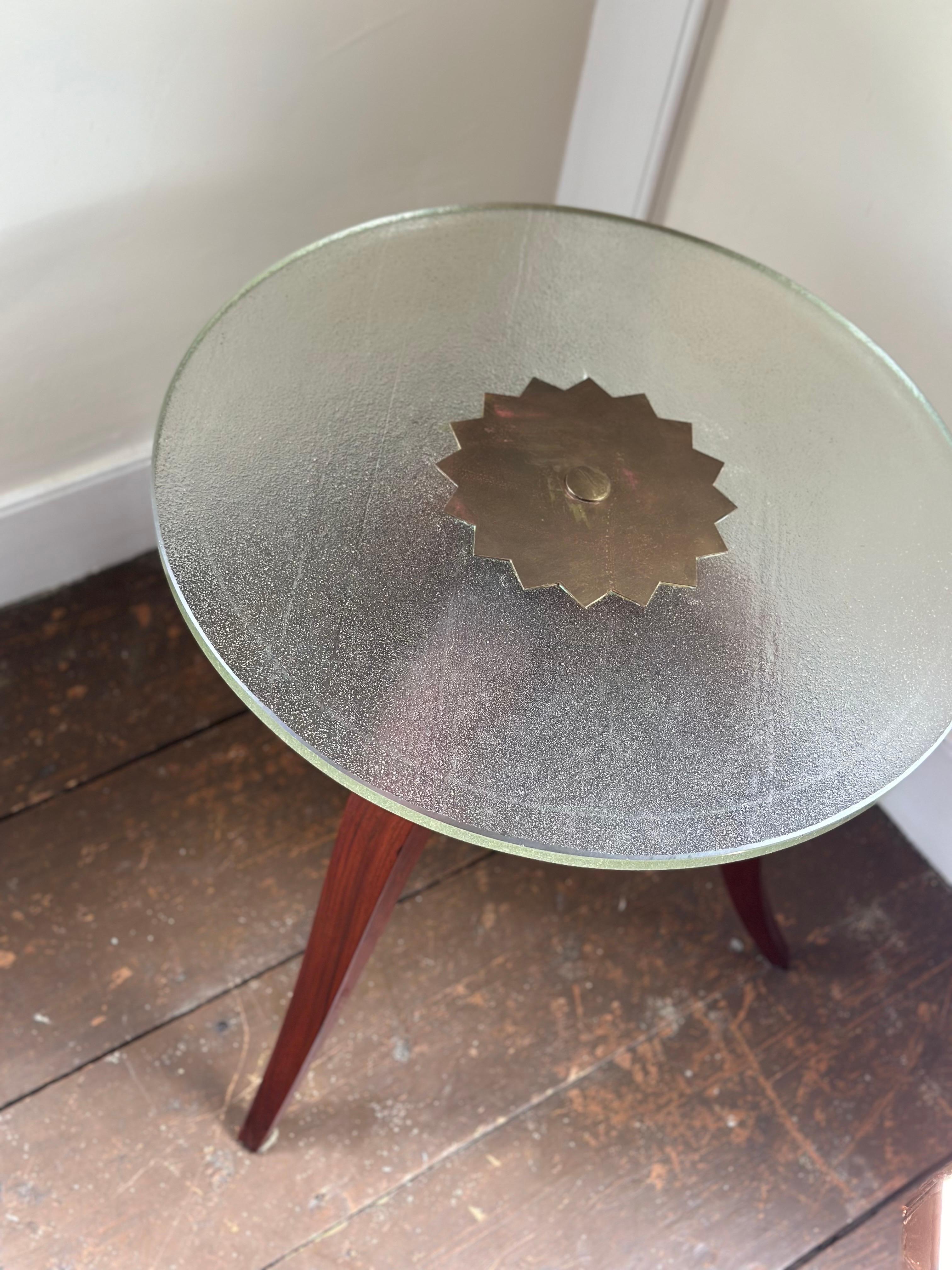Art Deco French Deco side table with Saint-Gobain glass