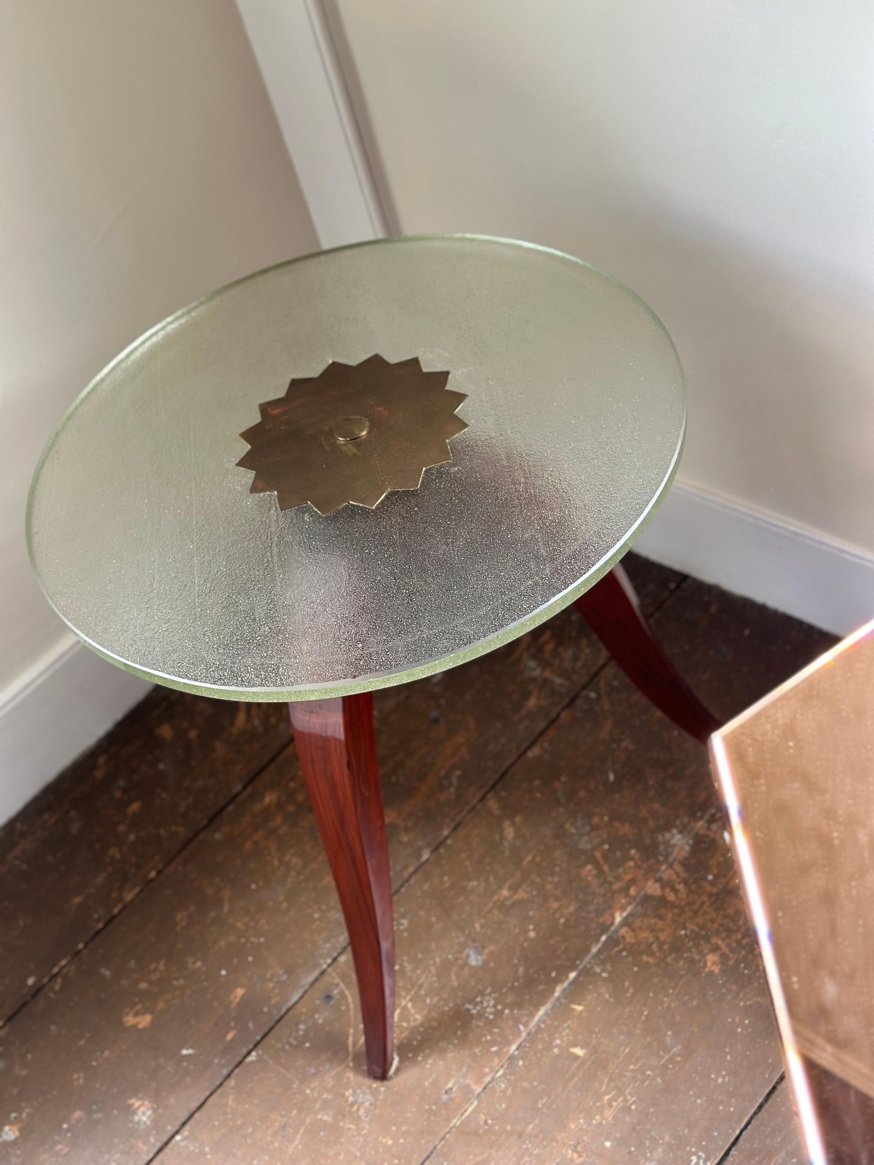 French Deco side table with Saint-Gobain glass In Good Condition In Hudson, NY