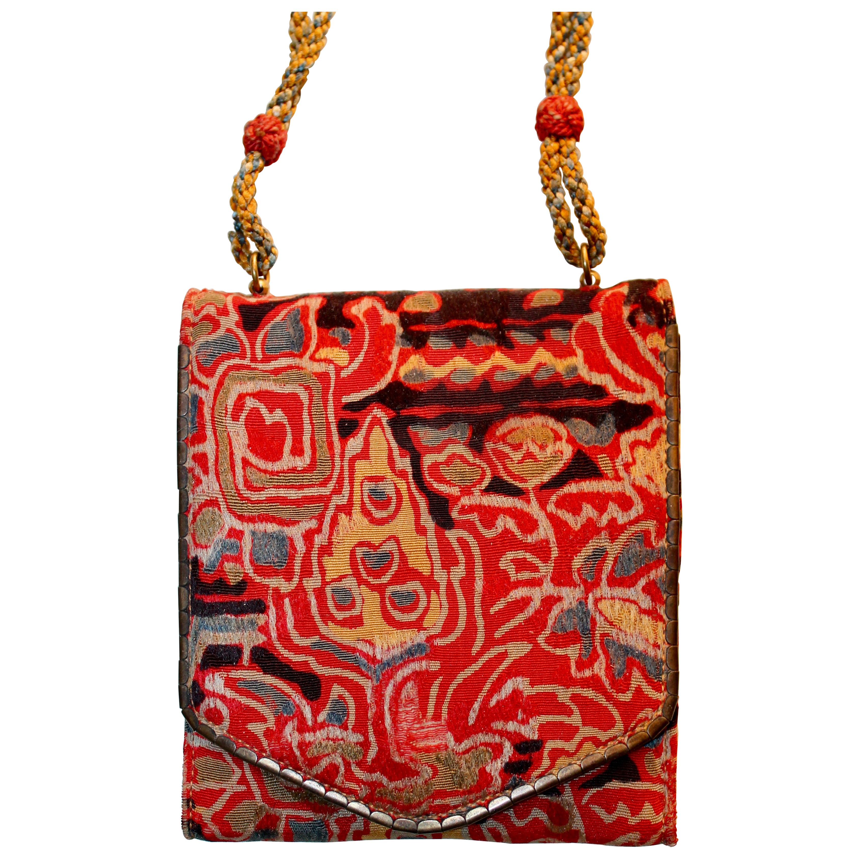 David Paris 1920s Multicolored 'Gallenga' Silk Evening Bag with Handle