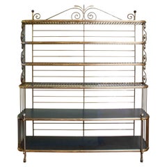French Deco Steel and Brass Baker's Rack