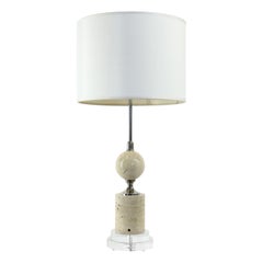 French Deco Travertine Table Lamp