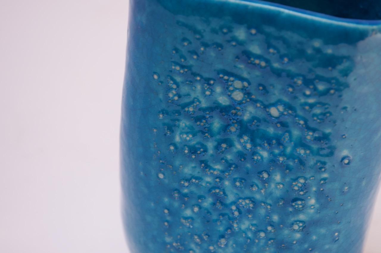 Vaso Deco francese in ceramica turchese 