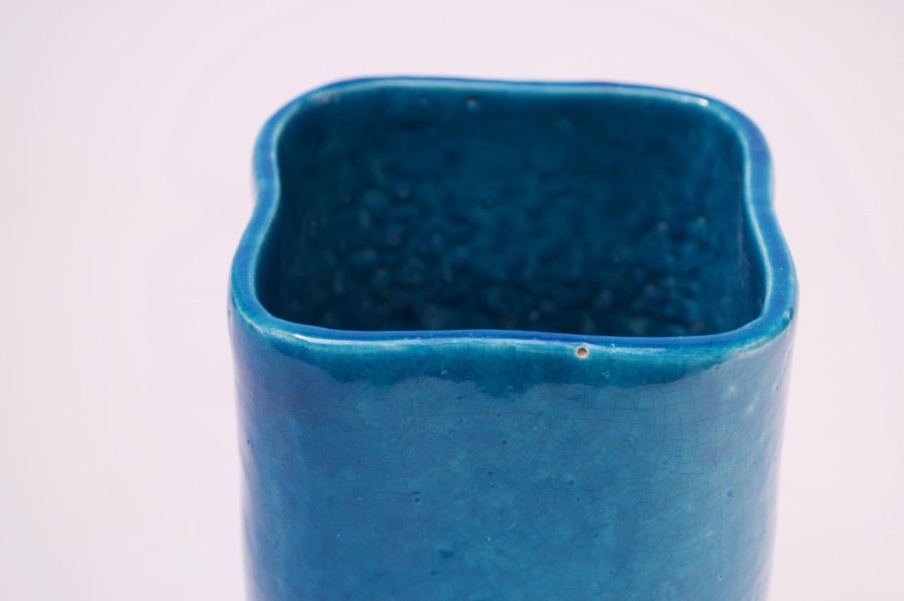 Vaso Deco francese in ceramica turchese 