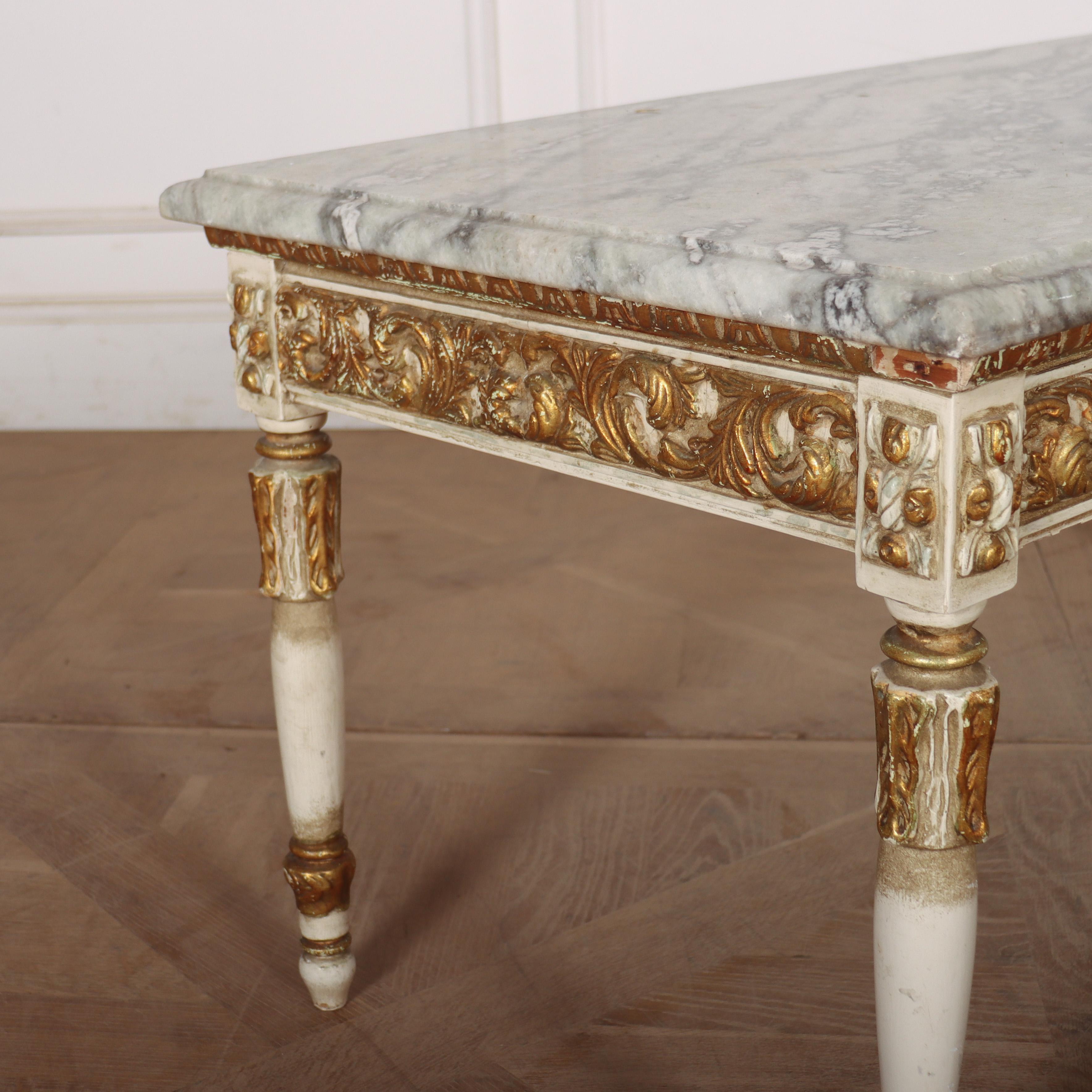French Decorated Marble Topped Coffee Table In Good Condition For Sale In Leamington Spa, Warwickshire