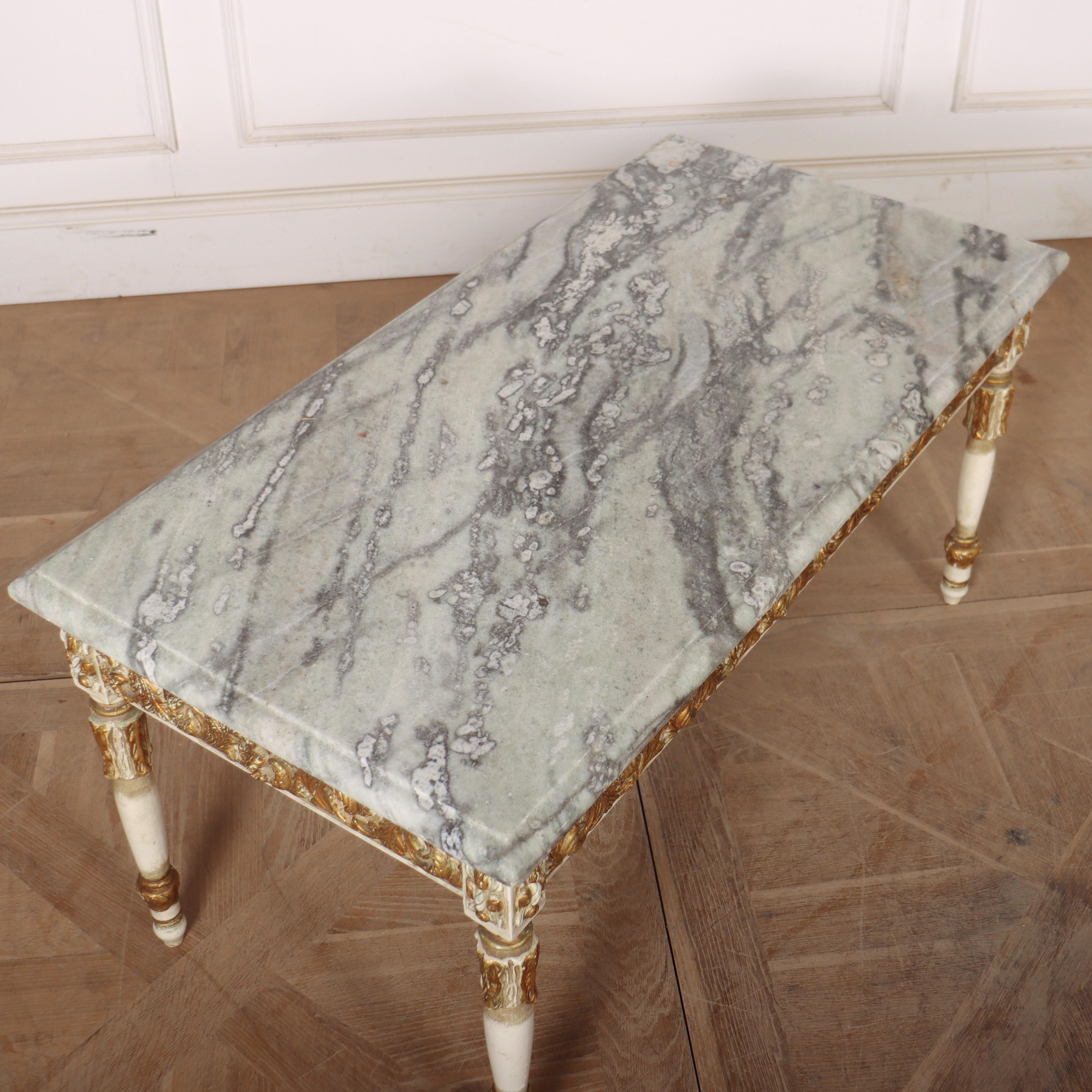 20th Century French Decorated Marble Topped Coffee Table For Sale